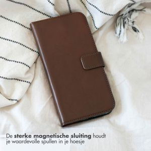 Selencia Echt Lederen Bookcase iPhone 13 Pro Max - Bruin