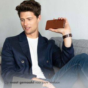 Selencia Echt Lederen Bookcase Samsung Galaxy S22 Ultra - Lichtbruin