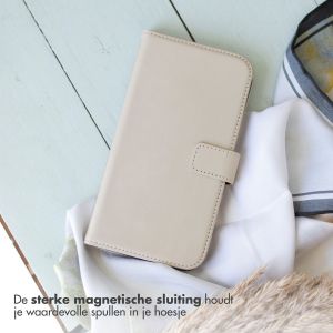 Selencia Echt Lederen Bookcase iPhone 13 Pro Max - Lichtgrijs