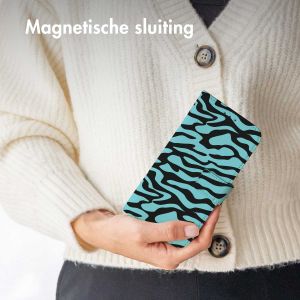 iMoshion Design Bookcase iPhone 14 - Black Blue Stripes