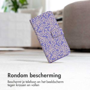 iMoshion Design Bookcase iPhone 12 (Pro) - Purple White Flowers