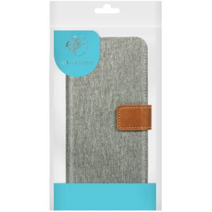 iMoshion Luxe Canvas Bookcase iPhone 13 Pro - Grijs