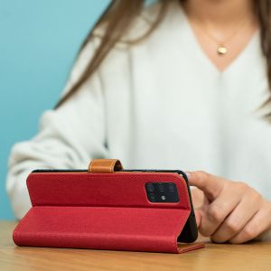 iMoshion Luxe Canvas Bookcase iPhone 13 Mini - Rood