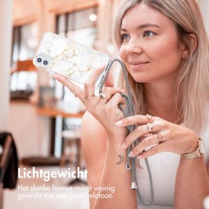 iMoshion Design hoesje met koord iPhone SE (2022 / 2020) / 8 / 7 - White Marble