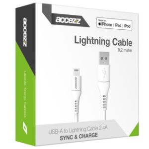 Accezz Lightning naar USB kabel iPhone Xr - MFi certificering - 0,2 meter - Wit