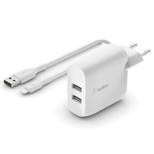 Belkin Boost↑Charge™ Dual USB Wall Charger iPhone 13 + Lightning kabel - 24W - Wit