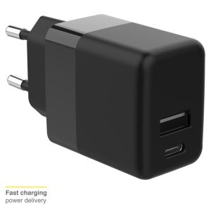 Accezz Wall Charger iPhone 12 - Oplader - USB-C en USB aansluiting - Power Delivery - 20 Watt - Zwart