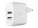 Belkin Boost↑Charge™ Dual USB Wall Charger + USB-C kabel - 24W