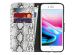 Slangenprint Bookcase iPhone SE (2022 / 2020) / 8 / 7 / 6(s) - Wit