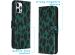 iMoshion Design Softcase Bookcase iPhone 12 (Pro) - Green Leopard