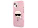 Karl Lagerfeld Karl's Head Silicone Backcover Glitter iPhone 13 Mini - Transparant Roze