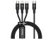 Baseus Rapid Series 3-in-1 snellaadkabel - USB-C naar USB-C / Lightning / Micro-USB - 20 Watt - 1,5 meter - Zwart