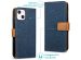 iMoshion Luxe Canvas Bookcase iPhone 13 -Donkerblauw