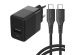 iMoshion Wall Charger met USB-C naar USB-C kabel - Oplader - Gevlochten textiel - 20 Watt - 1,5 meter - Zwart