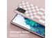 Selencia Siliconen design hoesje met afneembaar koord Samsung Galaxy S20 FE - Irregular Check Sand Pink