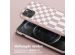 Selencia Siliconen design hoesje met afneembaar koord iPhone 12 (Pro) - Irregular Check Sand Pink