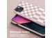 Selencia Siliconen design hoesje met afneembaar koord iPhone 13 - Irregular Check Sand Pink