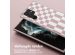 Selencia Siliconen design hoesje met afneembaar koord Samsung Galaxy S22 Ultra - Irregular Check Sand Pink