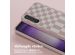 Selencia Siliconen design hoesje met afneembaar koord Samsung Galaxy S23 FE - Irregular Check Sand Pink