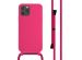 iMoshion Siliconen hoesje met koord iPhone 12 (Pro) - Fluor Roze