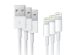 3x Lightning naar USB-kabel iPhone 12 Pro Max - 1 meter - Wit