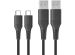 iMoshion 2 pack USB-C naar USB kabel Samsung Galaxy A14 (4G) - Gevlochten textiel - 1,5 meter - Zwart
