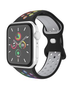 iMoshion Sport⁺ bandje Apple Watch Series 1-9 / SE / Ultra (2) - 42/44/45/49 mm - Maat S/M - Black Rainbow