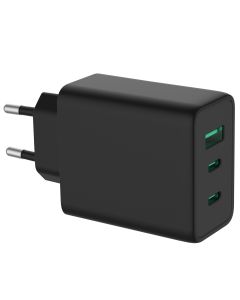 Accezz Power Pro GaN Ultra Fast Wall Charger - Oplader 2x USB-C & USB aansluiting - Snellader - Power Delivery - 65W - Zwart
