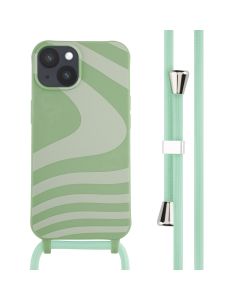 iMoshion Siliconen design hoesje met koord iPhone 14 - Retro Green