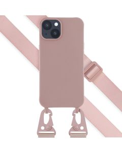 Selencia Siliconen hoesje met afneembaar koord iPhone 14 - Sand Pink
