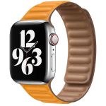 Apple Leather Link Apple Watch Series 1-9 / SE - 38/40/41 mm - Maat M/L - California Poppy
