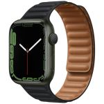 Apple Leather Link Apple Watch Series 1-9 / SE / Ultra (2) - 42/44/45/49 mm - Maat M/L - Midnight