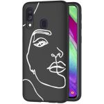 iMoshion Design hoesje Samsung Galaxy A40 - Abstract Gezicht - Wit