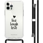 iMoshion Design hoesje met koord iPhone 12 (Pro) - Live Laugh Love