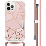 iMoshion Design hoesje met koord iPhone 12 Pro Max - Grafisch Koper - Roze / Goud