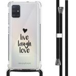 iMoshion Design hoesje met koord Samsung Galaxy A51 - Live Laugh Love - Zwart