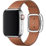 Apple Leather Band Modern Buckle Apple Watch Series 1-9 / SE - 38/40/41 mm - Maat M - Saddle Brown