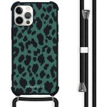 iMoshion Design hoesje met koord iPhone 12 (Pro) - Luipaard - Groen / Zwart