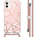 iMoshion Design hoesje met koord iPhone 11 - Grafisch Koper - Roze / Goud