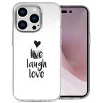 iMoshion Design hoesje iPhone 14 Pro - Live Laugh Love - Zwart