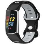iMoshion Siliconen sport bandje Fitbit Charge 5 / Charge 6 - Zwart / Grijs