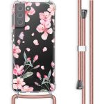 iMoshion Design hoesje met koord voor Samsung Galaxy S21 FE - Bloem - Roze