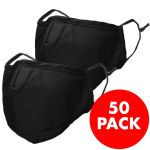 iMoshion 50 pack - Herbruikbaar, wasbaar mondkapje 3-laags katoen - Zwart