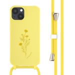 iMoshion Siliconen design hoesje met koord iPhone 14 - Flower Yellow