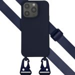 Selencia Siliconen hoesje met afneembaar koord iPhone 14 Pro - Donkerblauw