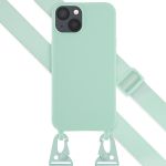 Selencia Siliconen hoesje met afneembaar koord iPhone 13 - Turquoise