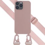 Selencia Siliconen hoesje met afneembaar koord iPhone 13 Pro Max - Sand Pink