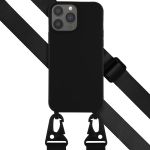 Selencia Siliconen hoesje met afneembaar koord iPhone 13 Pro Max - Zwart