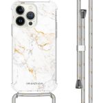 iMoshion Design hoesje met koord iPhone 13 Pro - White Marble