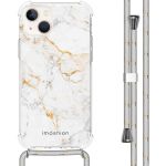 iMoshion Design hoesje met koord iPhone 14 - White Marble